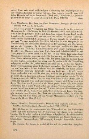 478-480 [Rezension] Schweizer, Eduard, Neotestamentica