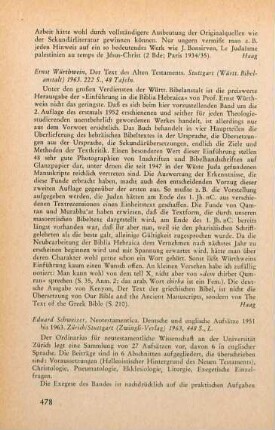 478-480 [Rezension] Schweizer, Eduard, Neotestamentica