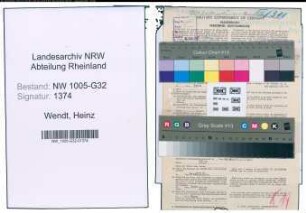 Entnazifizierung Heinz Wendt , geb. 20.06.1901 (Ingenieur)