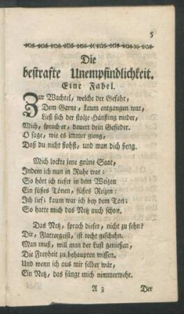 Die bestrafte Unempfindlichkeit. Eine Fabel