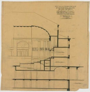 Thiersch, Friedrich von; Frankfurt / Main (Hessen); Festhalle - Orchesternische Großer Konzertsaal Ostseite(Längsschnitt)