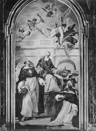 Papst Pius V. zwischen den Heiligen Thomas und Petrus