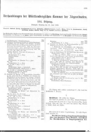184. Sitzung, Stuttgart, 26.6.1906