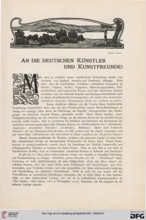 An die deutschen Künstler und Kunstfreunde!