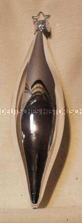 Glasbehang für Weihnachtsbaum: spindelförmiger, silberner Zapfen