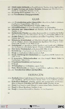 Fayencen (Nr. 350-419)