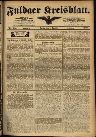 Erste Ausgabe vom Freitag, den 04. Dezember 1908.