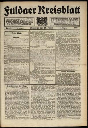 Erste Ausgabe vom Samstag, den 28. Januar 1911.