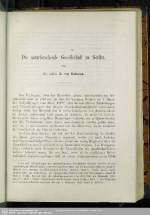 Die naturforschende Gesellschaft zu Görlitz