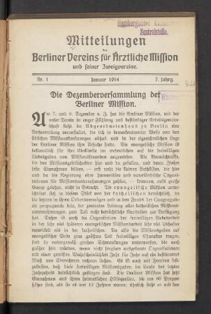 Nr. 1. Januar 1914