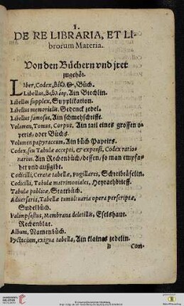 De re libraria, et librorum Materia