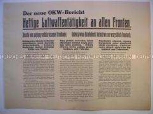 Maueranschlag (OKW-Bericht) aus den besetzten Gebieten der Sowjetunion mit Nachrichten vom Kriegsgeschehen