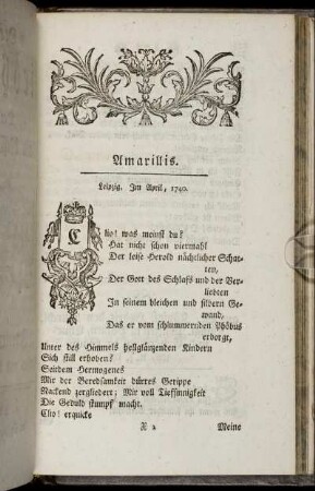 Amarillis - Oden und Lieder in fünf Büchern
