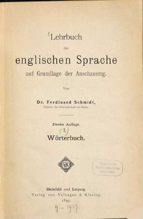 Lehrbuch der englischen Sprache auf Grundlage der Anschauung, 2