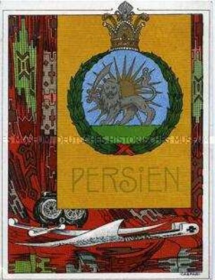 Postkarte mit Wappen von Persien