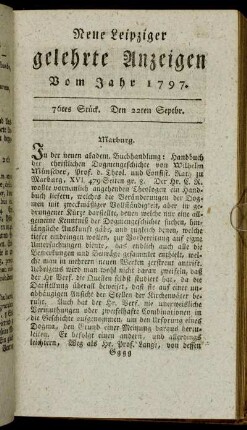 76tes Stück. Den 22ten Septbr.