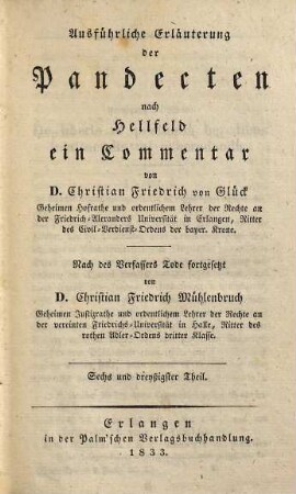 Ausführliche Erläuterung der Pandecten nach Hellfeld : ein Commentar, 36
