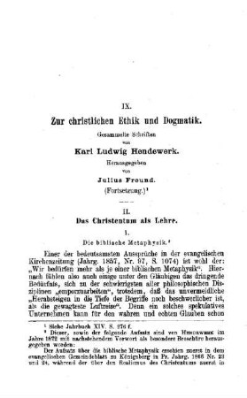 Zur christlichen Ethik und Dogmatik : (Fortsetzung)