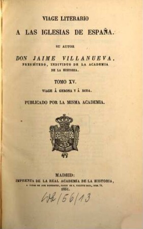 Viage literario a las iglesias de España, 15. Viage á Gerona y á Roda