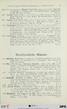 Neufürstliche Häuser (Nr. 1015-1199a)