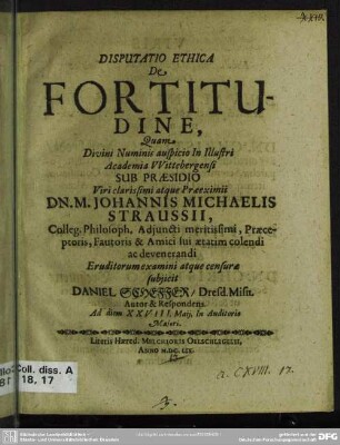 Disputatio ethica de fortitudine