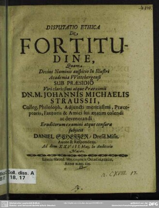 Disputatio ethica de fortitudine