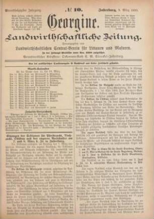 Einundsechzigster Jahrgang. No. 10. Insterburg, 9. März 1893.