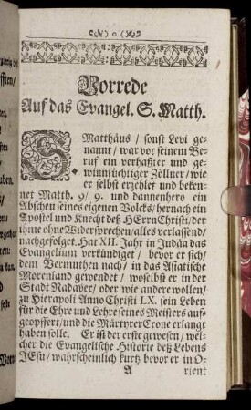 Vorrede Auf das Evangel. S. Matth.