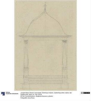 Darmstadt, Wohnhaus Habich, Gartenhäuschen, Aufriss der Südfassade