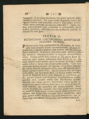 Sectio II. Recentiorem Circumcisionis Aegyptiacae Originem Probans.