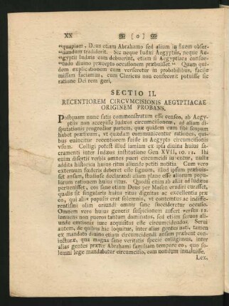 Sectio II. Recentiorem Circumcisionis Aegyptiacae Originem Probans.