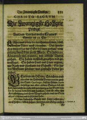 Die Zwantzigste Hochzeit-Predigt