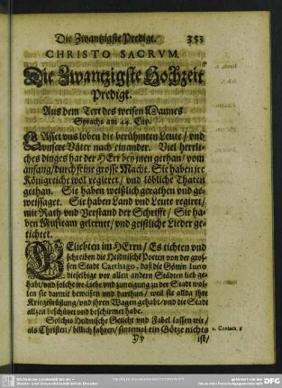 Die Zwantzigste Hochzeit-Predigt