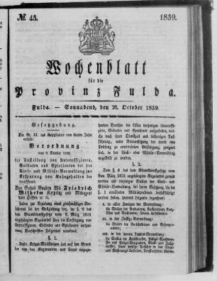 No. 43, Ausgabe vom 26. Oktober 1839