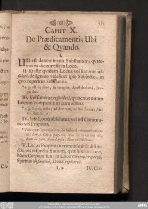 Caput X. De Praedicamentis Ubi & Quando.