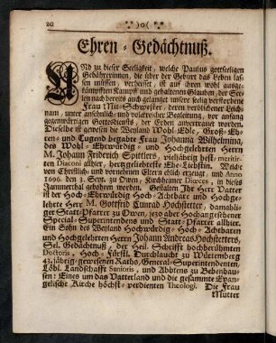 20-26, Ehren-Gedächtnuß.