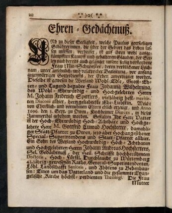 20-26, Ehren-Gedächtnuß.