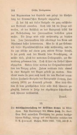 164-172 [Rezension] Hatch, Edwin, Die Gesellschaftsverfassung der christlichen Kirchen im Alterthum