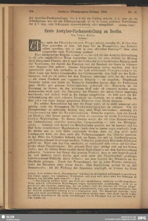 Erste Acetylen-Fachausstellung zu Berlin