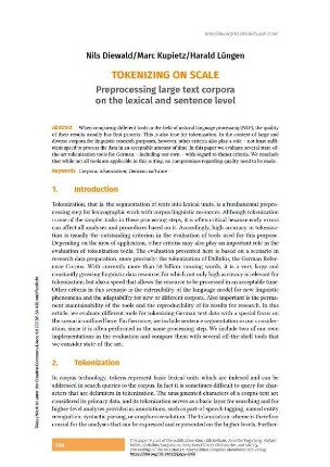 Tokenizing on scale. Preprocessing large text corpora on the lexical and sentence level