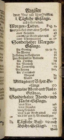Register derer Titul und Uberschriften.