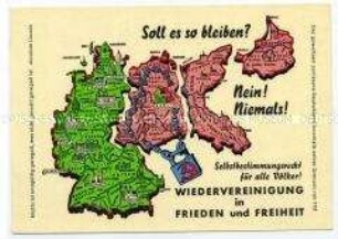 Postkarte gegen die Teilung Deutschlands