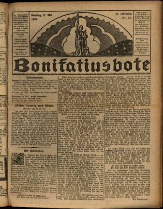 Erste Ausgabe vom Sonntag, den 17. Mai 1925.