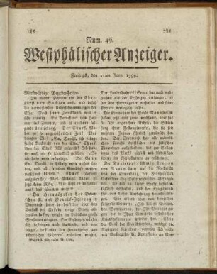 Num. 49. Feitags, den 21ten Juny. 1799