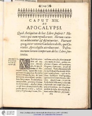 Caput XIX. de apocalypsi