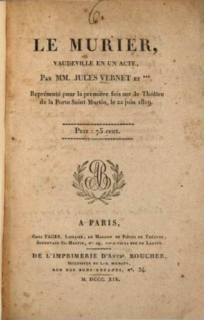 Le mûrier : Vaudeville en un acte