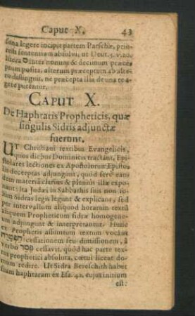 Caput X. De Haphtaris Propheticis, quae singulis Sidris adiunctae fuerunt.