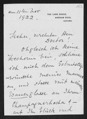 Brief von Ethel Mary Fiedler und Herma Fiedler an Gerhart Hauptmann