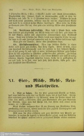 XI. Eier-, Milch-, Mehl-, Reis- und Maisspeisen