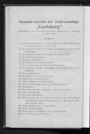 Gesamt-Ansicht der Schlossanlage „Karlsberg“.